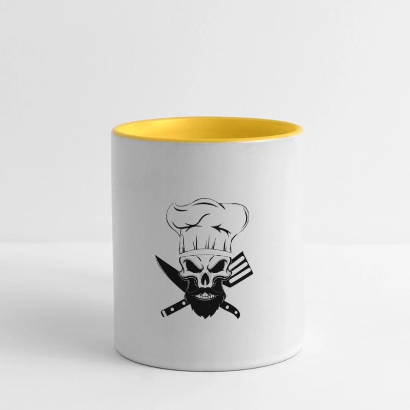 chef beard skeleton chef bearded bone baking Panoramic Mug