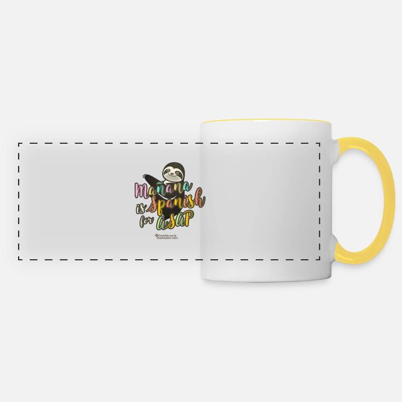 Mañana is Spanish for ASAP Sloth - Panoramic Mug - white/yellow