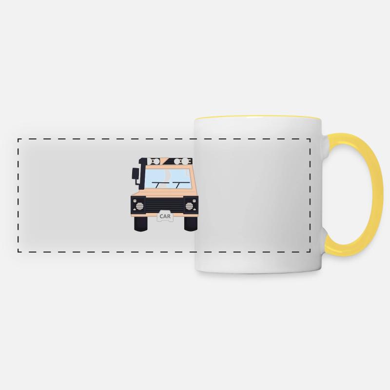 4x4 bush car - Panoramic Mug - white/yellow