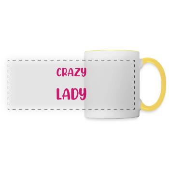 Crazy Cat Lady Funny Cat Lover Girl - Panoramic Mug - white/yellow - Front