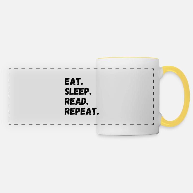 Eat Sleep Read Repeat - Panoramic Mug - white/yellow
