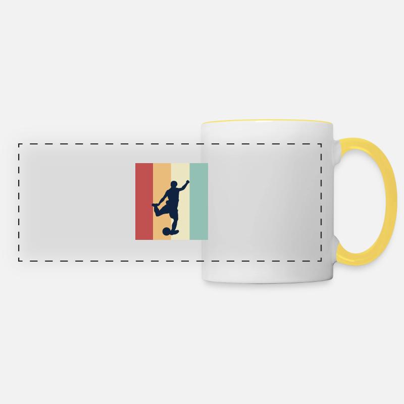 footballeur avec couleur vintage - Mug panoramique contrasté et blanc - blanc/jaune