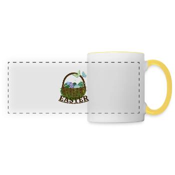Panier de Pâques avec œufs de Pâques - Mug panoramique contrasté et blanc - blanc/jaune - Devant
