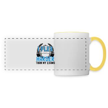Je fais plus de flexions que mes examens. Cadeau - Mug panoramique contrasté et blanc - blanc/jaune - Devant