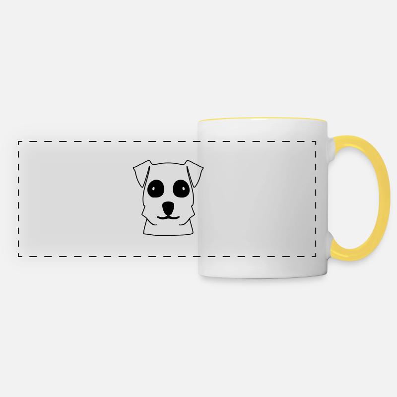 Dog Head Terrier Dog Motif - Panoramic Mug - white/yellow