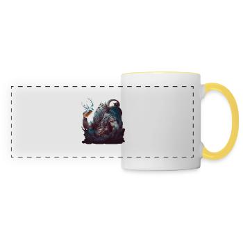 Neptune the Roman god with beer - Panoramic Mug - white/yellow - Front