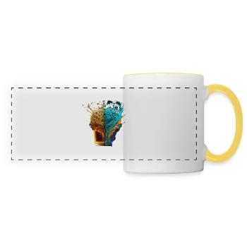 Brains filled with beer - Panoramic Mug - white/yellow - Front