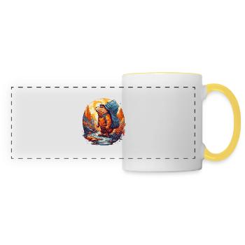Le rat-taupe migre vers la cible - Mug panoramique contrasté et blanc - blanc/jaune - Devant