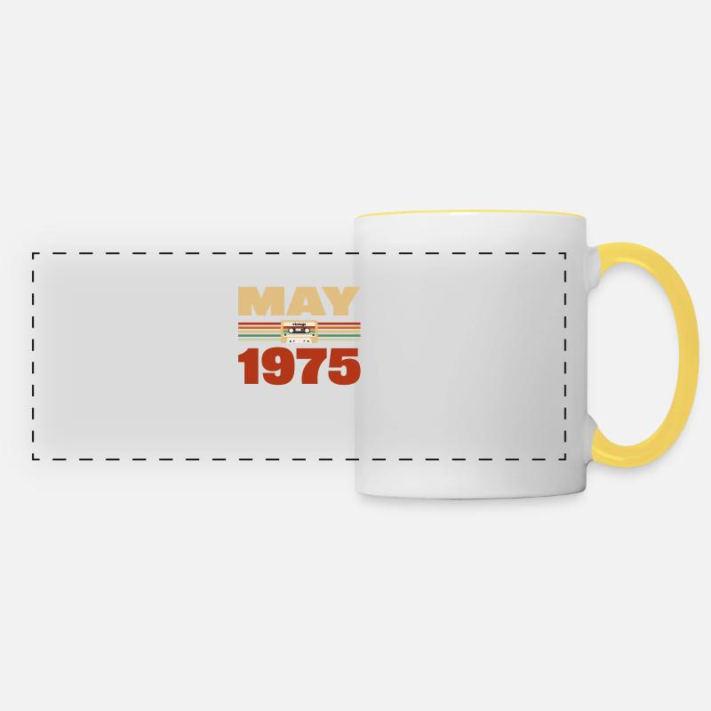 48th Birthday May Vintage 1975 Gift Idea - Panoramic Mug - white/yellow