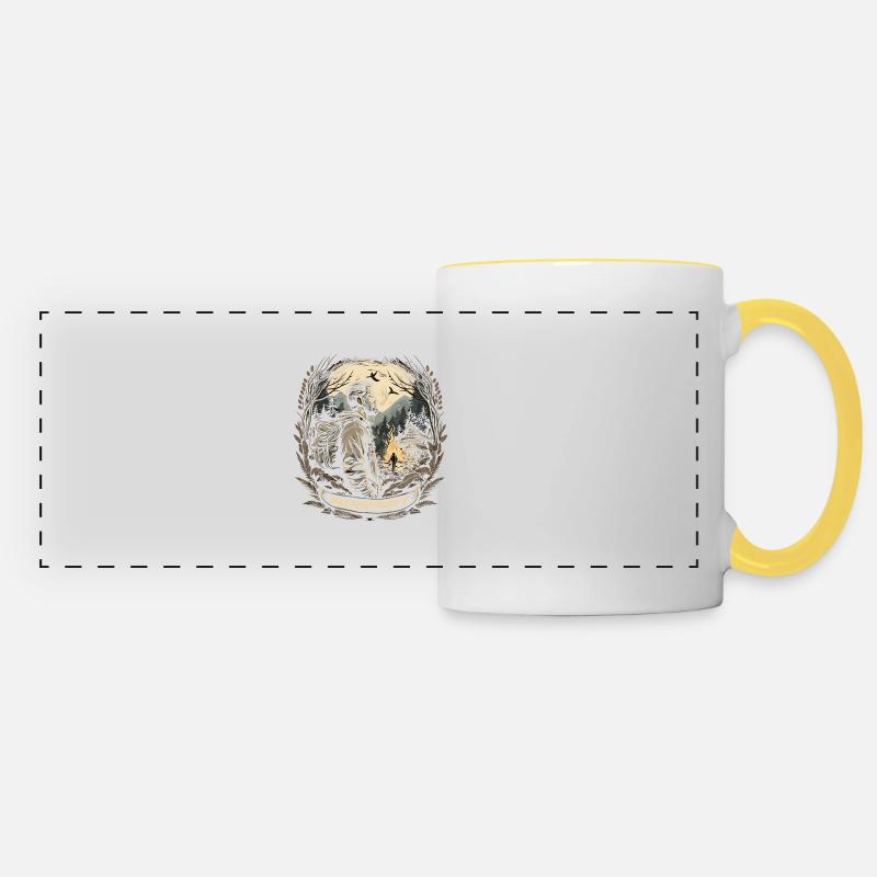 Bushcraft Outdoor Survival Hiking Campfire - Panoramic Mug - white/yellow