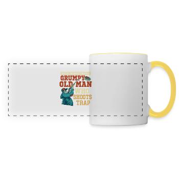 Never Underestimate A Grumpy Old Man Who Shoots Tr - Panoramic Mug - white/yellow - Front