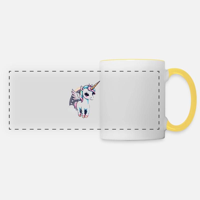 Licorne Unicorn Kawaii - Panoramic Mug - white/yellow