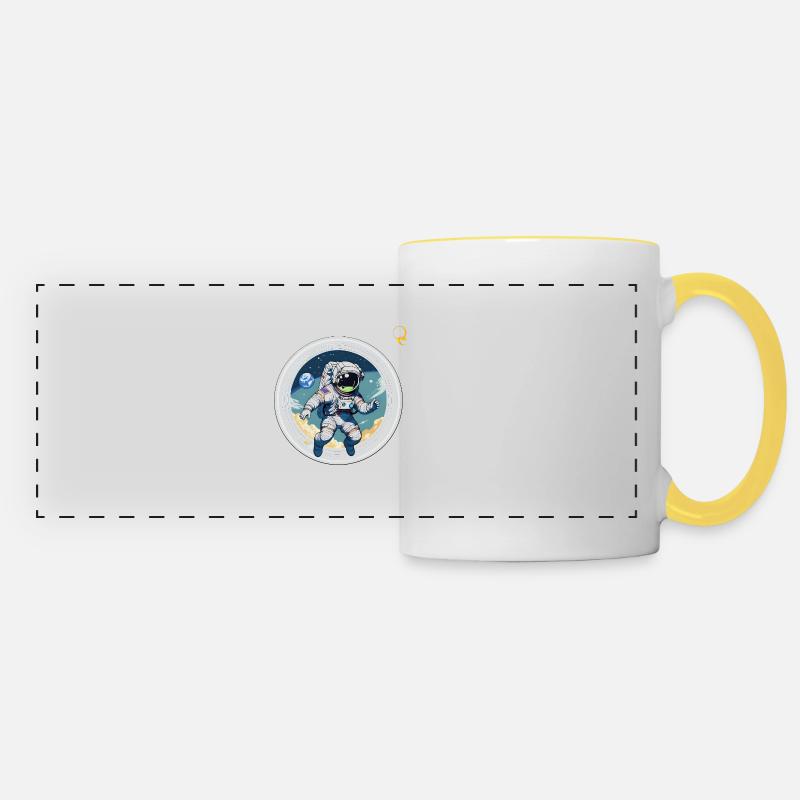 ASTRONAUTE DANS L’ESPACE - Mug panoramique contrasté et blanc - blanc/jaune