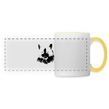 Cat, Cat Motif - Panoramic Mug - white/yellow - Front