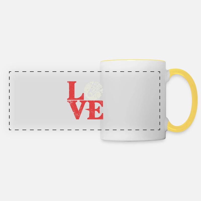 Love Badminton Shuttlecock - Panoramic Mug - white/yellow