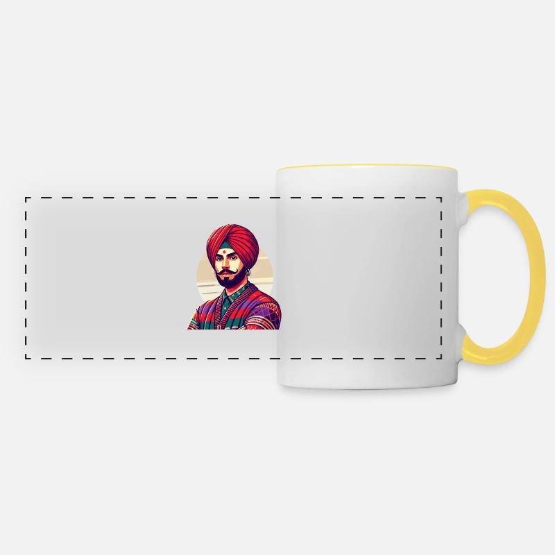 Indischer Mann Neu-Delhi - Panoramatasse - Weiß/Gelb