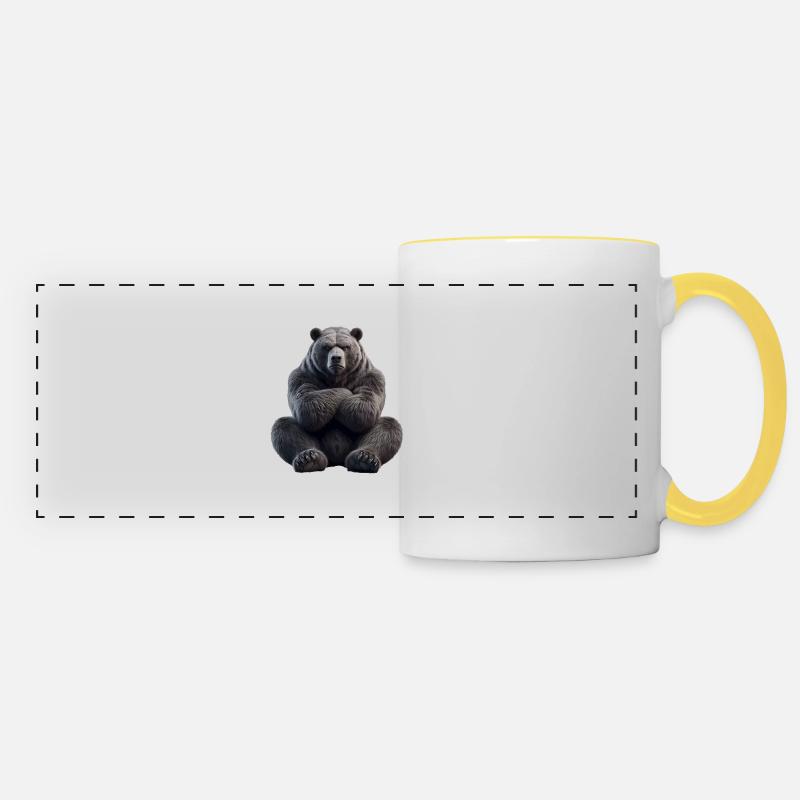Bear grim 1 - Panoramic Mug - white/yellow