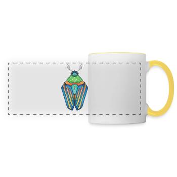 scarabée bleu - Mug panoramique contrasté et blanc - blanc/jaune - Devant