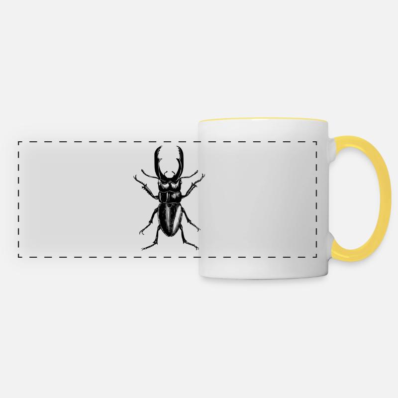 stag beetle - Panoramic Mug - white/yellow