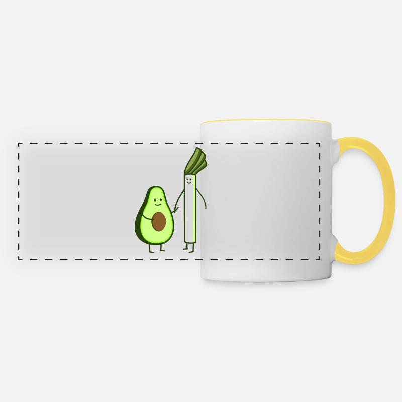 Leeks and avocado - Panoramic Mug - white/yellow