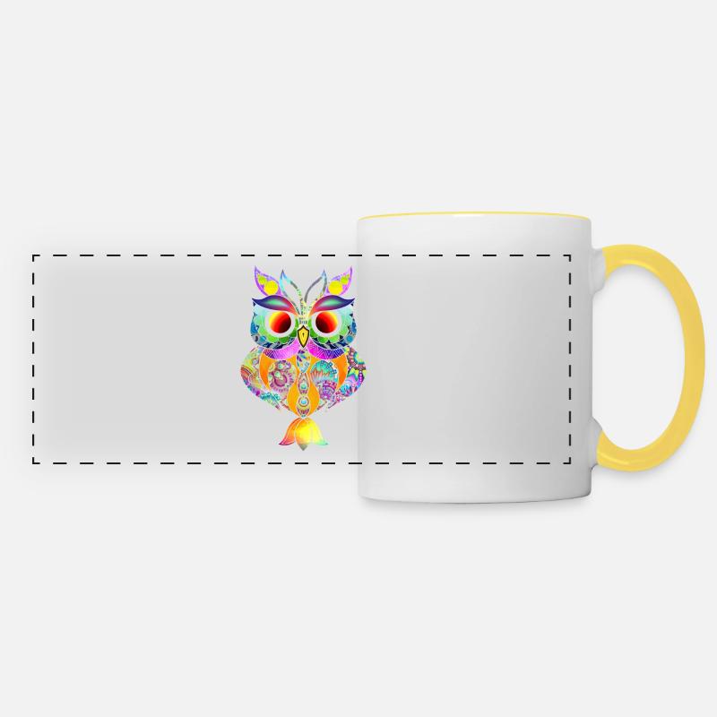 Owl abstract colorful - Panoramic Mug - white/yellow