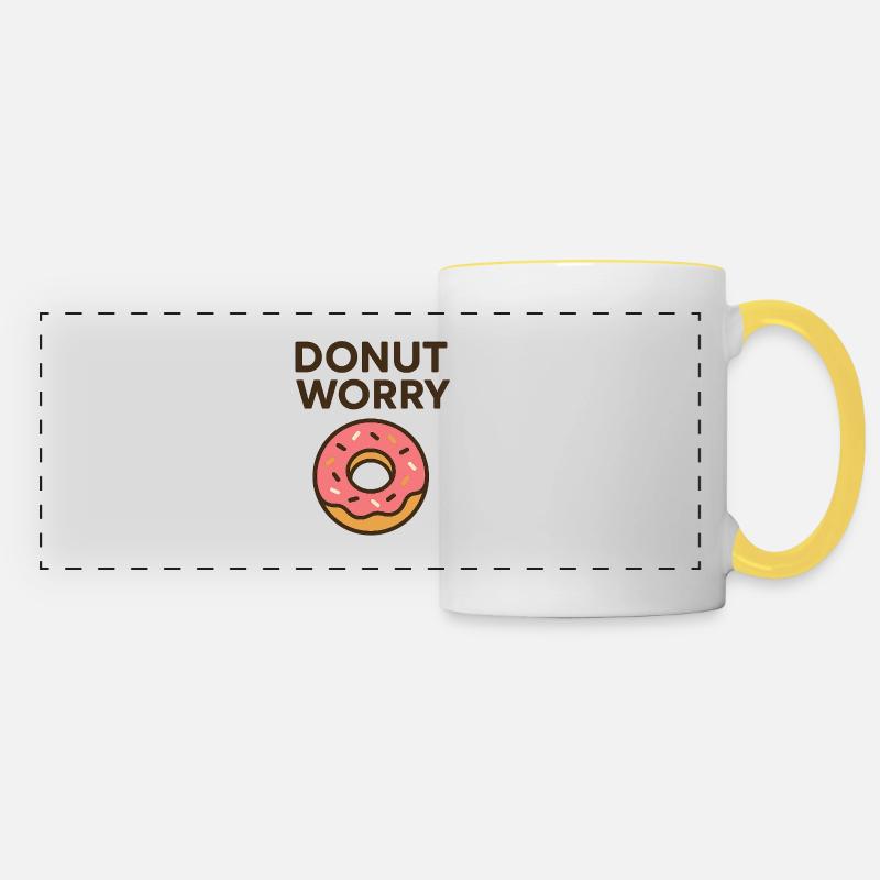 Donut Worry Motivational Design - Panoramic Mug - white/yellow