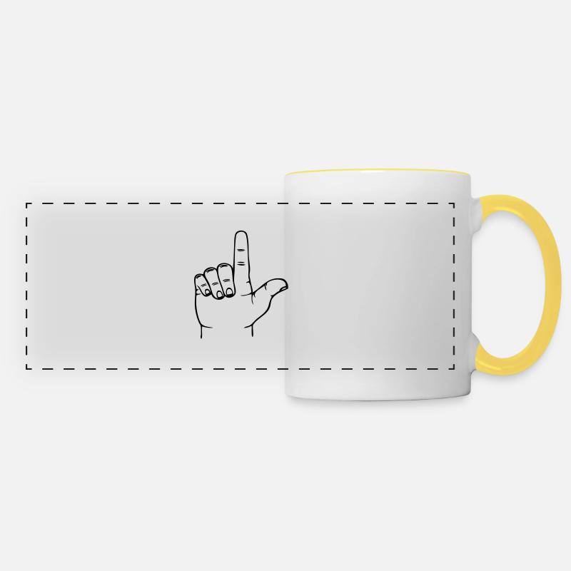 Loser hand - Panoramic Mug - white/yellow