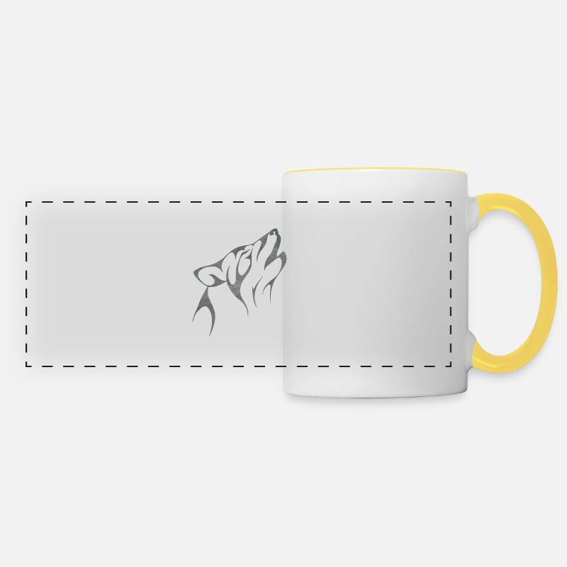 wolf - Panoramic Mug - white/yellow