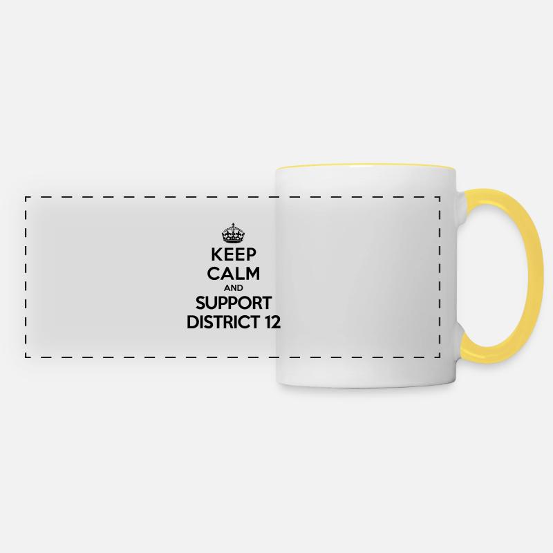 Keep calm and support District 12 (Hunger Games) - Panoramic Mug - white/yellow
