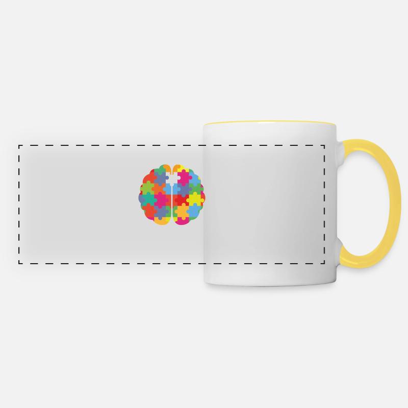 Brain with Mind - Premium Design - Panoramic Mug - white/yellow