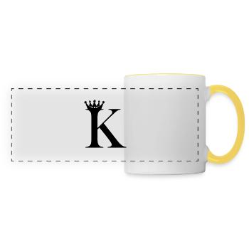 letter K crown - Panoramic Mug - white/yellow - Front