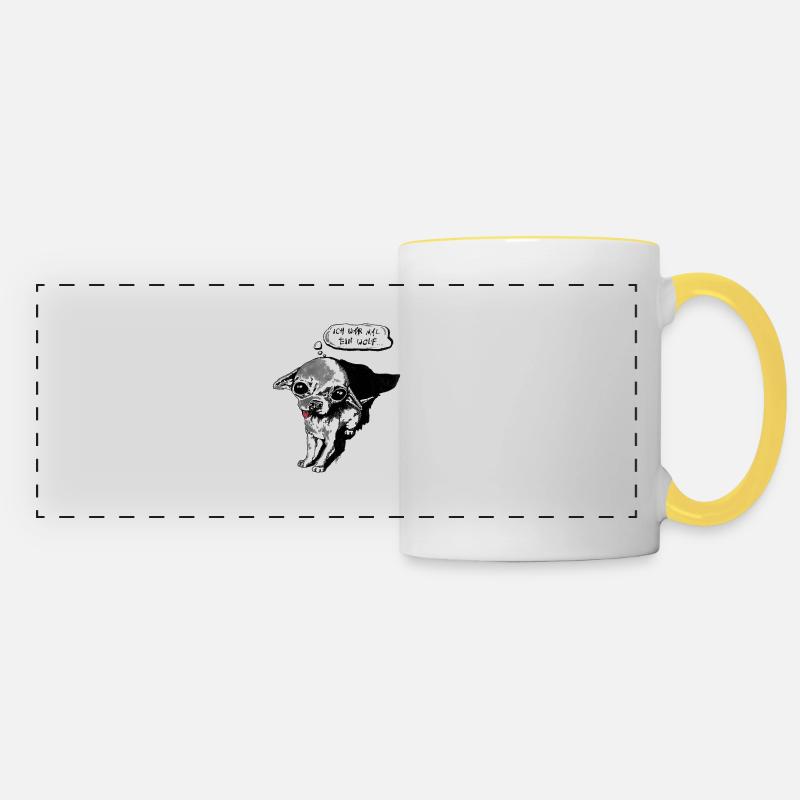 Ich war mal ein Wolf - Panoramatasse - Weiß/Gelb