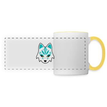 Kitsune Maske blau - Panoramatasse - Weiß/Gelb - Vorne