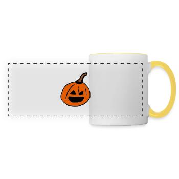 Halloween Kürbis - Panoramatasse - Weiß/Gelb - Vorne