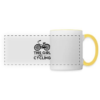 Mädchen mag Radfahren Lustiges Fahrrad Cardio - Panoramatasse - Weiß/Gelb - Vorne