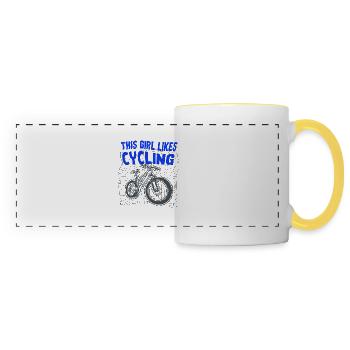 Mädchen mag Radfahren Fahrrad Cardio Nachhaltige - Panoramatasse - Weiß/Gelb - Vorne