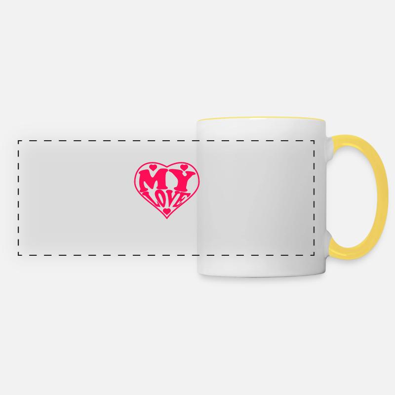My love, Saint Valentin, amour - Mug panoramique contrasté et blanc - blanc/jaune