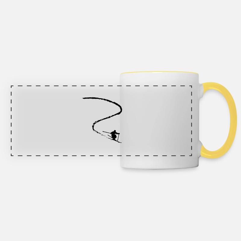 Skiing skiing ski motif for skiers - Panoramic Mug - white/yellow