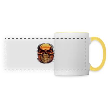 humour dictons présent barbu moustache ours - Mug panoramique contrasté et blanc - blanc/jaune - Devant
