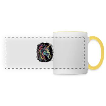 Blagues de Noël à cornes blanches cool - Mug panoramique contrasté et blanc - blanc/jaune - Devant