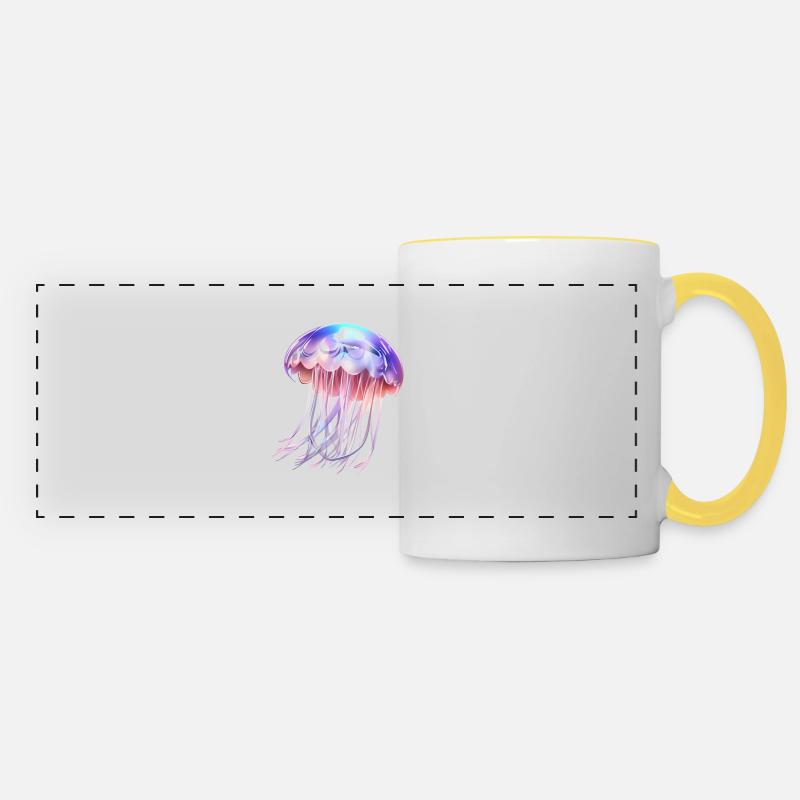 Shiny jellyfish - Panoramic Mug - white/yellow