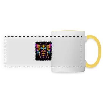 bee kind animal lover birthday present humor - Panoramic Mug - white/yellow - Front