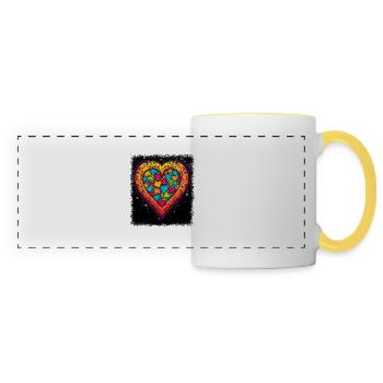 drôle dictons humour couple saint-valentin - Mug panoramique contrasté et blanc - blanc/jaune - Devant