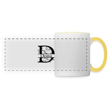 Monogram with the name Dona - Panoramic Mug - white/yellow - Front