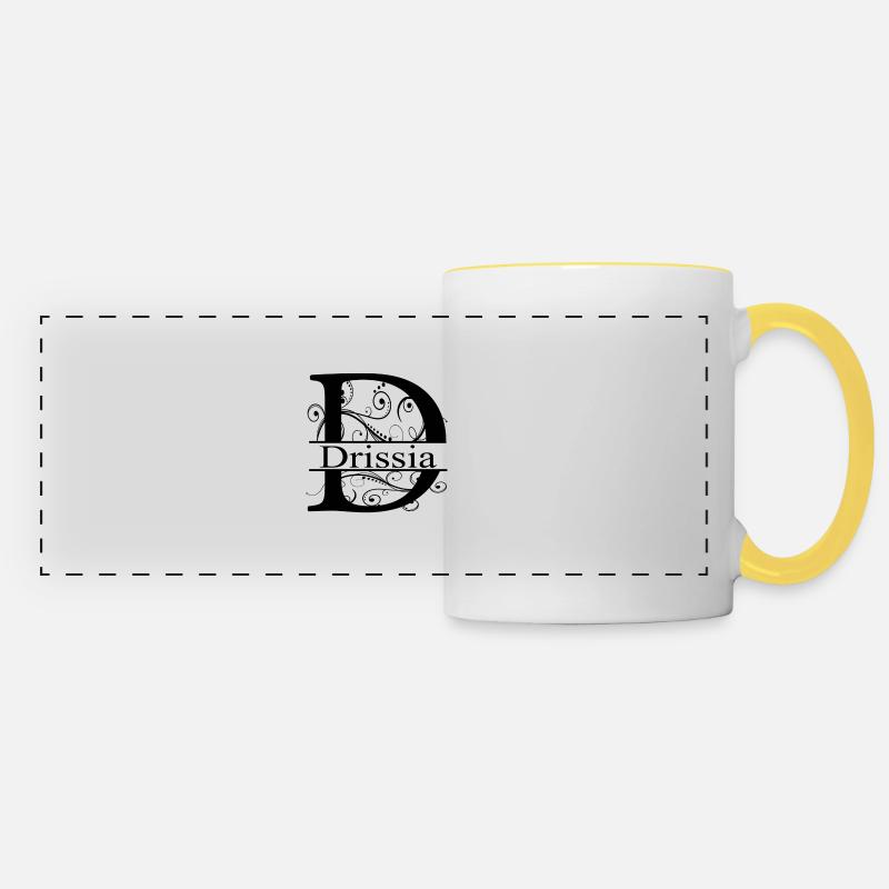Monogram with the name Drissia - Panoramic Mug - white/yellow