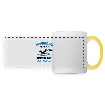 swimming Dad Like A Normal Dad Just Cooler - Mug panoramique contrasté et blanc - blanc/jaune - Devant