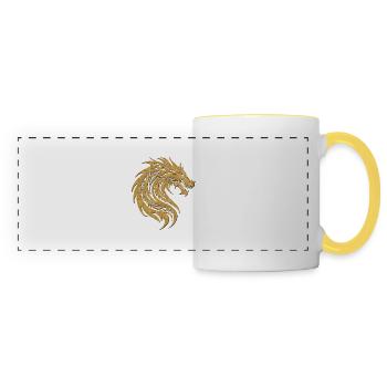 Fantasy Drache Anime Drachenkopf Mythisches Reptil - Panoramatasse - Weiß/Gelb - Vorne
