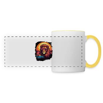 Lion Dog Church Sayings Cut Meme Design Awesome - Panoramic Mug - white/yellow - Front