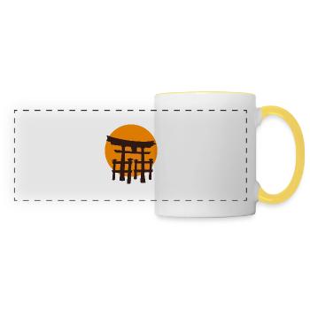 Japan sunset torii welcome gate - Panoramic Mug - white/yellow - Front