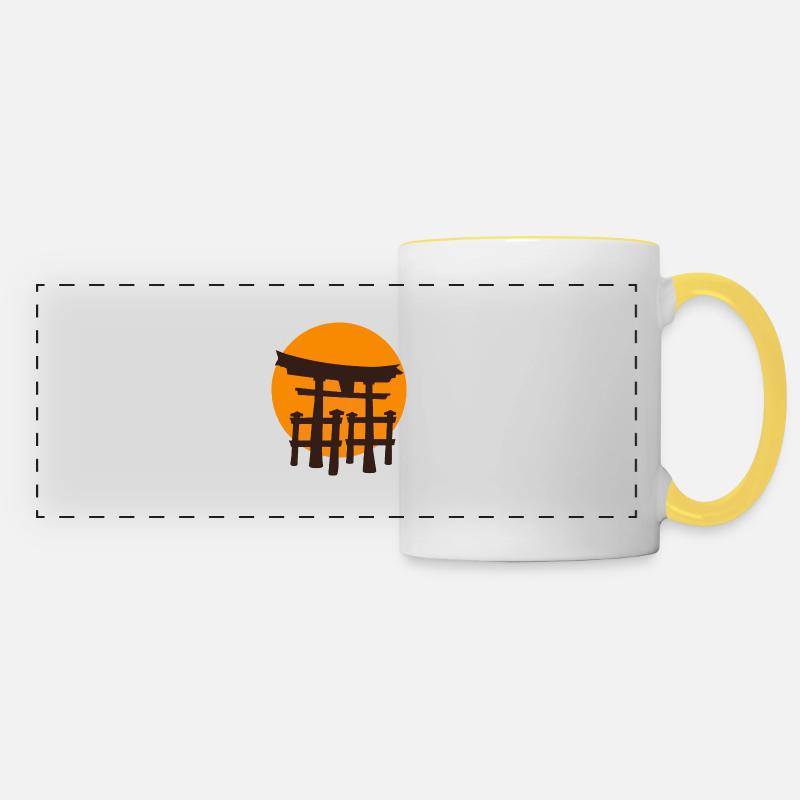 Japan sunset torii welcome gate - Panoramic Mug - white/yellow